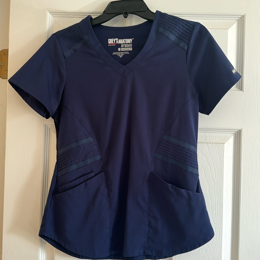 Navy blue greys anatomy scrub top